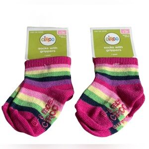 Infant Circo Vibrant Striped Ankle Socks Set of 2 Age 0-6 months